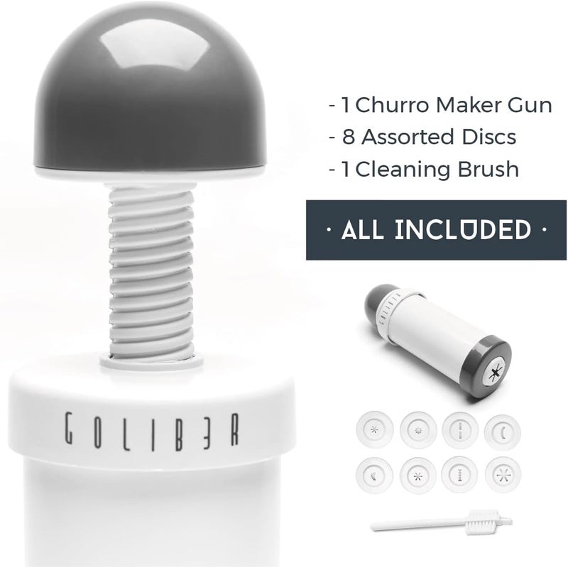 Goliber Churro Maker Machine - 8 Different Nozzle for Churros Maker Machine - Churreras Para Churros and Cheese Straw Press - Easy Handle Churro Piping Tip (Gray) - Image 2